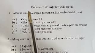 Exercícios de Adjunto Adverbial [upl. by Htieh]