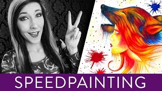 Aquarell Wolfsmädchen  SPEEDPAINTING [upl. by Nart]