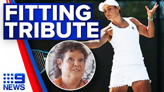 Ash Barty pays tribute to Goolagong Cawley with Wimbledon dress  9 News Australia [upl. by Ellennoj]