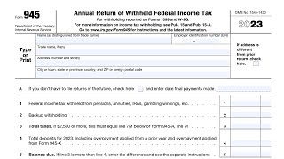 IRS Form 945 Instructions Annual Return of Withheld Federal Income Tax [upl. by Gwendolen150]