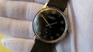 Vintage Swiss Omikron 21 rubis black dial military style watch [upl. by Enitsirhc178]