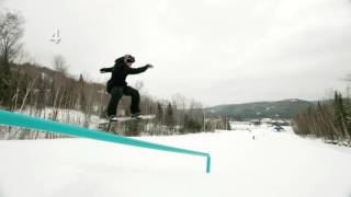 Snowboarder performs 8 rail tricks in a row [upl. by Suciram]