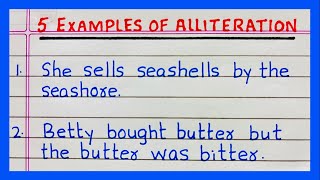 Examples of Alliterations  5 Examples of Alliteration  in English [upl. by Idaf]