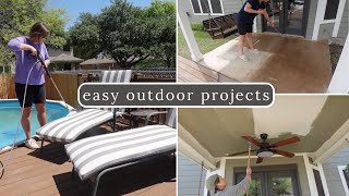 EASY OUTDOOR PROJECTS  CONCRETE STAINING  PRESSURE WASHING  PAINTING [upl. by Leidgam]