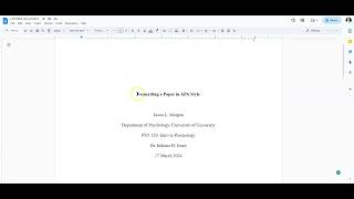 Formatting a 7th Edition APA Paper using Google Docs [upl. by Devlin]