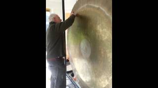 Bear Sound Testing Giant Gong for The Big Bang Experience [upl. by Aryamo]