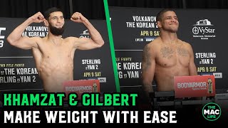 Khamzat Chimaev and Gilbert Burns make weight with ease for UFC 273 scrap [upl. by Aiclid]