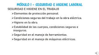 Curso Muni Módulo 1 SEGURIDAD E HIGIENE LABORAL 01 [upl. by Chrysa]