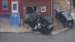 Building heavily damaged after crash involving police SUV in Trenton New Jersey [upl. by Doretta886]