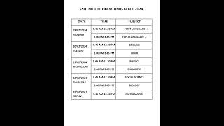 SSLC MODEL EXAM TIME TABLE 2024 [upl. by Standford]