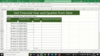 Get Financial Year and Quarter from Date in MS Excel with formula [upl. by Bayly]