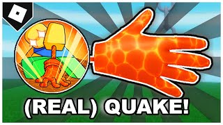 Slap Battles  FULL GUIDE How to ACTUALLY get QUAKE GLOVE  quotBLASTING OFF AGAINquot BADGE ROBLOX [upl. by Nuahc901]