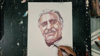 amrishpuri  amrishpuri Ballpointpenartamrishpuri portrait  Ballpoint pen art  youtube drawing [upl. by Felicia171]