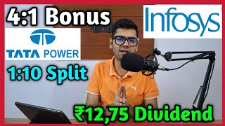 8 Shares • Infosys • Tata Power • Declared High Dividend Bonus amp Split With Ex Dates [upl. by Ennobe668]