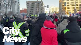 Ottawa Police advance in second protest location [upl. by Auhel252]