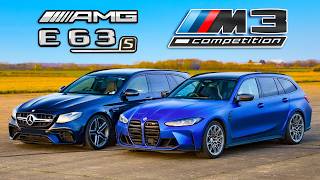 BMW M3 Touring v AMG E63 S Estate DRAG RACE [upl. by Alolomo]