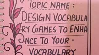 BEd 1St semester practicumcourse EPC1 topic  design vocabulary games to enhance your vocabulary [upl. by Hsiri]