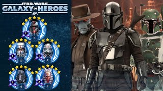 Star Wars Galaxy of Heroes Bad Batch  Shaak Ti Vs Beskar Armored Mandalorian and Bounty Hunters [upl. by Llerreg293]