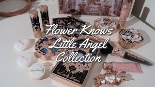 FLOWER KNOWS LITTLE ANGEL COLLECTION 🪽🏹✨ unboxing review  swatches [upl. by Ahsertal]