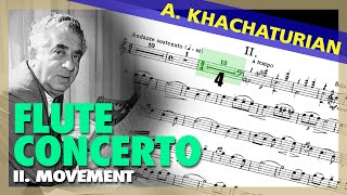 🎼KHACHATURIAN  FLUTE Concerto 2 Mvt  Sheet Music Scrolling [upl. by Ronna618]