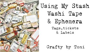 USING MY STASH……………Washi Tape amp Ephemera……timholtz ephemera junkjournals [upl. by Ehttam]