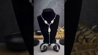 How to make a Gemstone Beaded Necklace Jewelry Making Tutorial Hematite Pearl Necklace Design [upl. by Enotna]