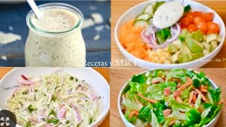 3 Ensaladas 3 Aderezos 3 Recetas riquisimas y faciles [upl. by Aisanat]