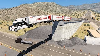 Tren de Carretera SALTA RAMPA DE FRENADO Triple remolque Paquetería TRES GUERRAS Volvo VNL MX ATS [upl. by Ahseela]