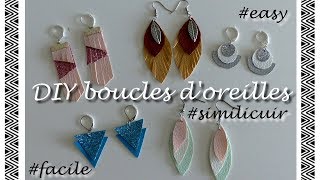 5 DIY Boucles doreilles en simili cuir  5 DIY Earrings imitation leather  Simple  Easy [upl. by Melak791]