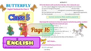 Lesson 1  Activity 7 amp 8  Butterfly Class 5 English Page 16  West Bengal Board [upl. by Eiramlehcar]