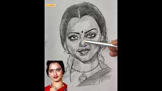 How to make a portrait of Bollywood actress Rekha with Andrew Loomis method portrait sketch art [upl. by Secilu]