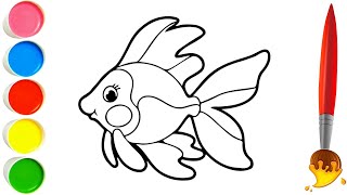 Cute Fish Drawing Painting amp Coloring For Kids and Toddlers  Gliter Fish Drawing fishdrawing [upl. by Noivax342]