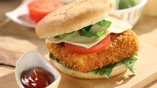 Crunchy Paneer Burger  Sanjeev Kapoor Khazana [upl. by Neelyhtak]