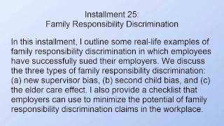 Family Responsibility Discrimination [upl. by Ardine]