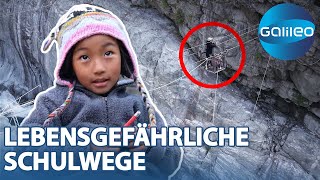 Abenteuerliche Schulwege Mit dem Motorrad durch den Dschungel oder mit der Gondel über die Schlucht [upl. by Nadya]