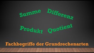 Fachbegriffe der Grundrechenarten    ∙   Mathe einfach erklärt [upl. by Intirb335]