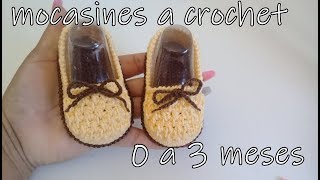 Mocasines tejidos a crochet para bebe en punto garbanzo [upl. by Thordia]