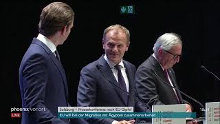 Pressekonferenz von Kurz Tusk und Juncker nach dem EUGipfel am 200918 [upl. by Galatea296]