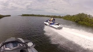 Yamaha FX SHO Cruiser versus Kawasaki STX 15F  top speed running head to head [upl. by Shrier]