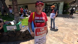 Hawaii Hotel workers strike for higher wages and workload issues continues [upl. by Tikna]