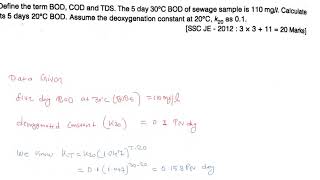 BOD QUESTION PREVIOUS YEAR IES AND SSC JE SOLVED FOR SSC JE PAPER2 IES MAINS [upl. by Regdirb]