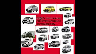 TOYOTA PRICELIST PHILIPPINES SEPTEMBER 2024 [upl. by Amin]