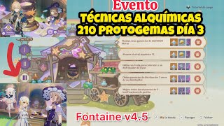 Genshin Impact Evento Técnicas Alquímicas 210 protogemas Día 3 Fontaine v45 [upl. by Washko]