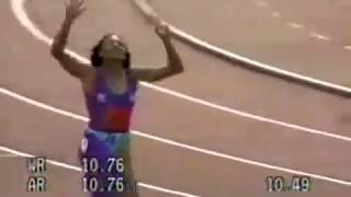 W 100m  Florence GriffithJoyner  1049  Indianapolis USA  1988  World Record [upl. by Bridgid]