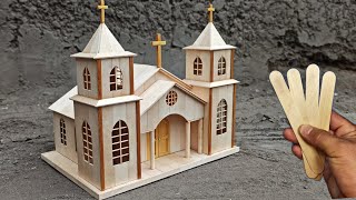 Iglesia Con Palitos De Helado  How To Make A Popsicle Stick Church [upl. by Adnawak]