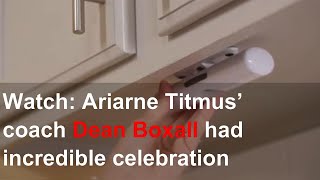 Watch Ariarne Titmus’ coach Dean Boxall had incredible celebration [upl. by Ardnohsal]