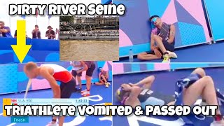 Triathlon Athletes Vomits amp Passed at Finish line After Swimming in Dirty River Seine in Olympics [upl. by Dusa]