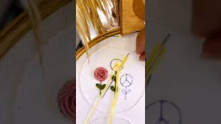 woven rose tutorial embroidery art  hoop artist 💐 beginners [upl. by Pradeep183]