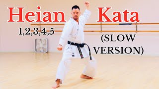 ALL 5 HEIAN KATA OF SHOTOKAN KARATE Slow Version [upl. by Allerym]