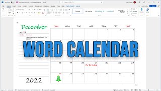 Insert an Editable Calendar to Microsoft Word [upl. by Aneekan]